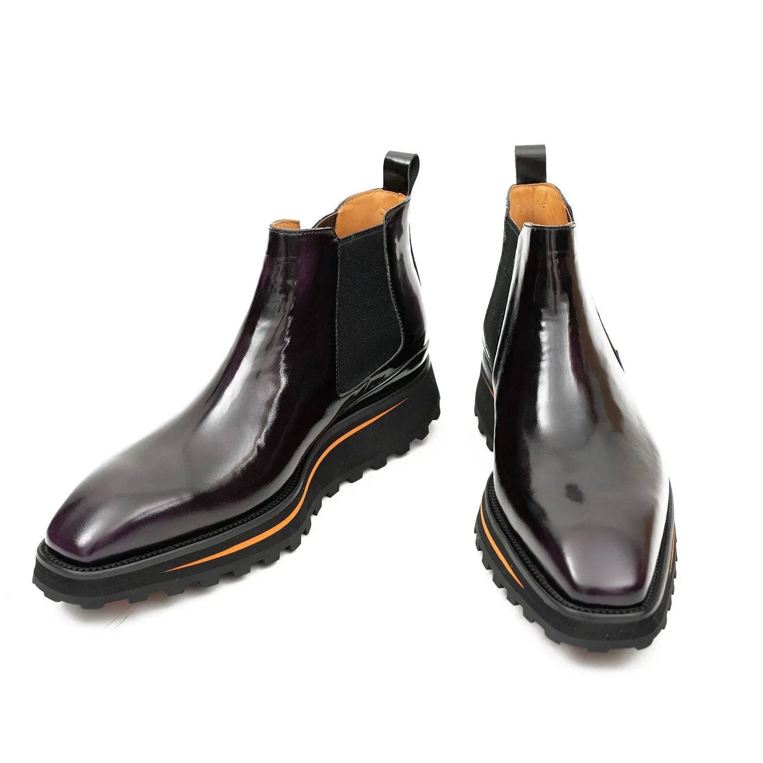 Foil leather Thick-Soled Chelsea Boot 2898 Purple DIVINCH