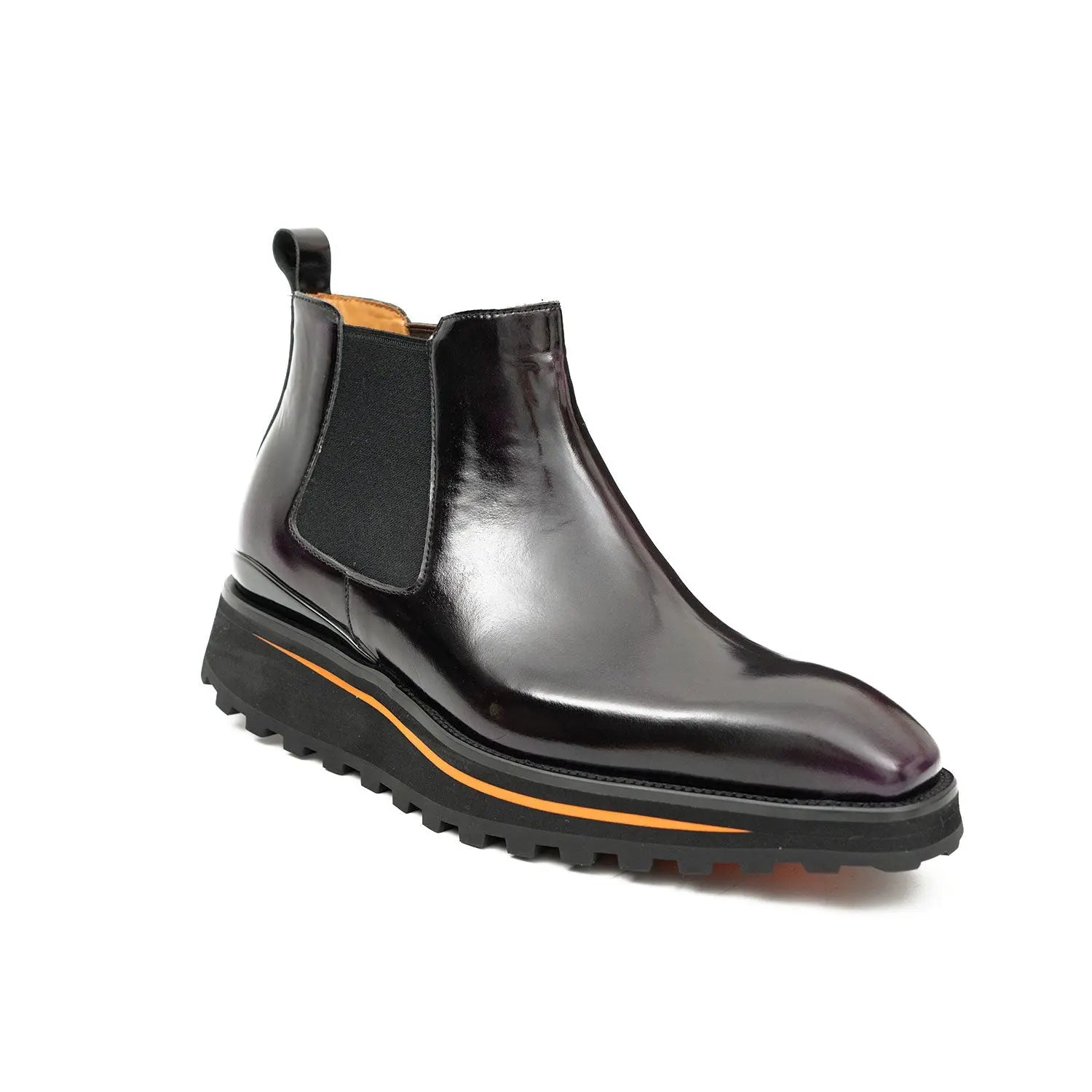 Foil leather Thick-Soled Chelsea Boot 2898 Purple DIVINCH