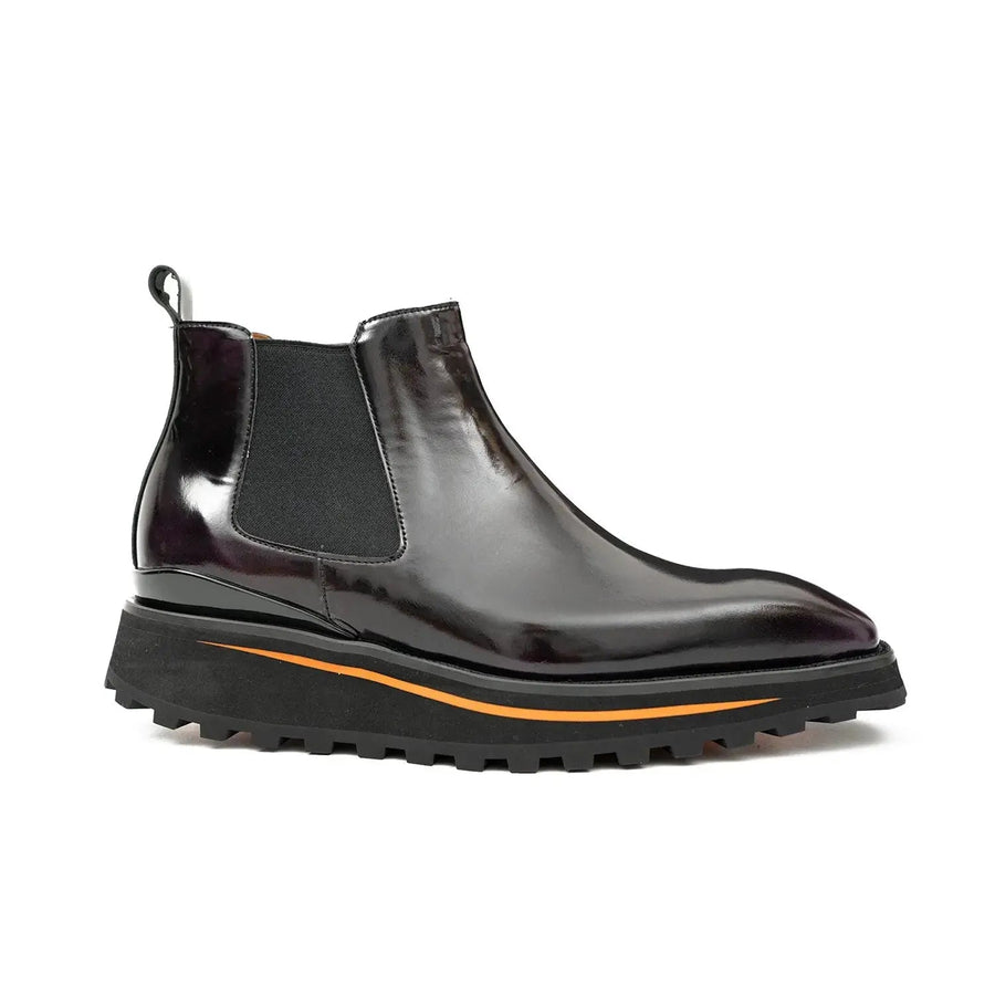 Foil leather Thick-Soled Chelsea Boot 2898 Purple DIVINCH