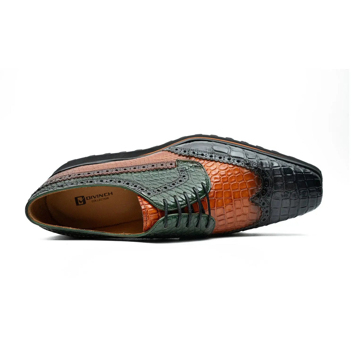 Genuine Crocodile Leather Handmade Grey Brown Brogue Shoes Divinch