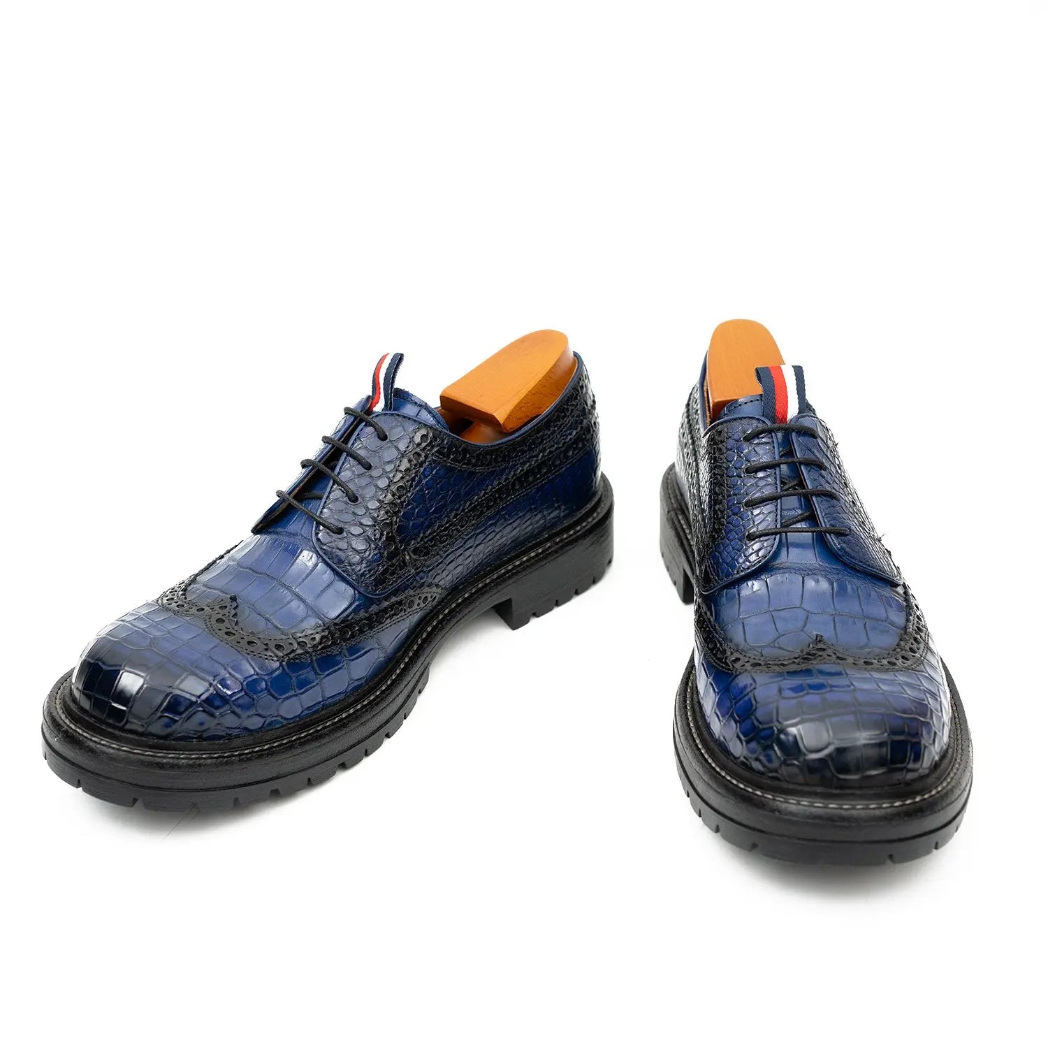 Genuine Crocodile Leather Men's Derby Brogues Blue DIVINCH