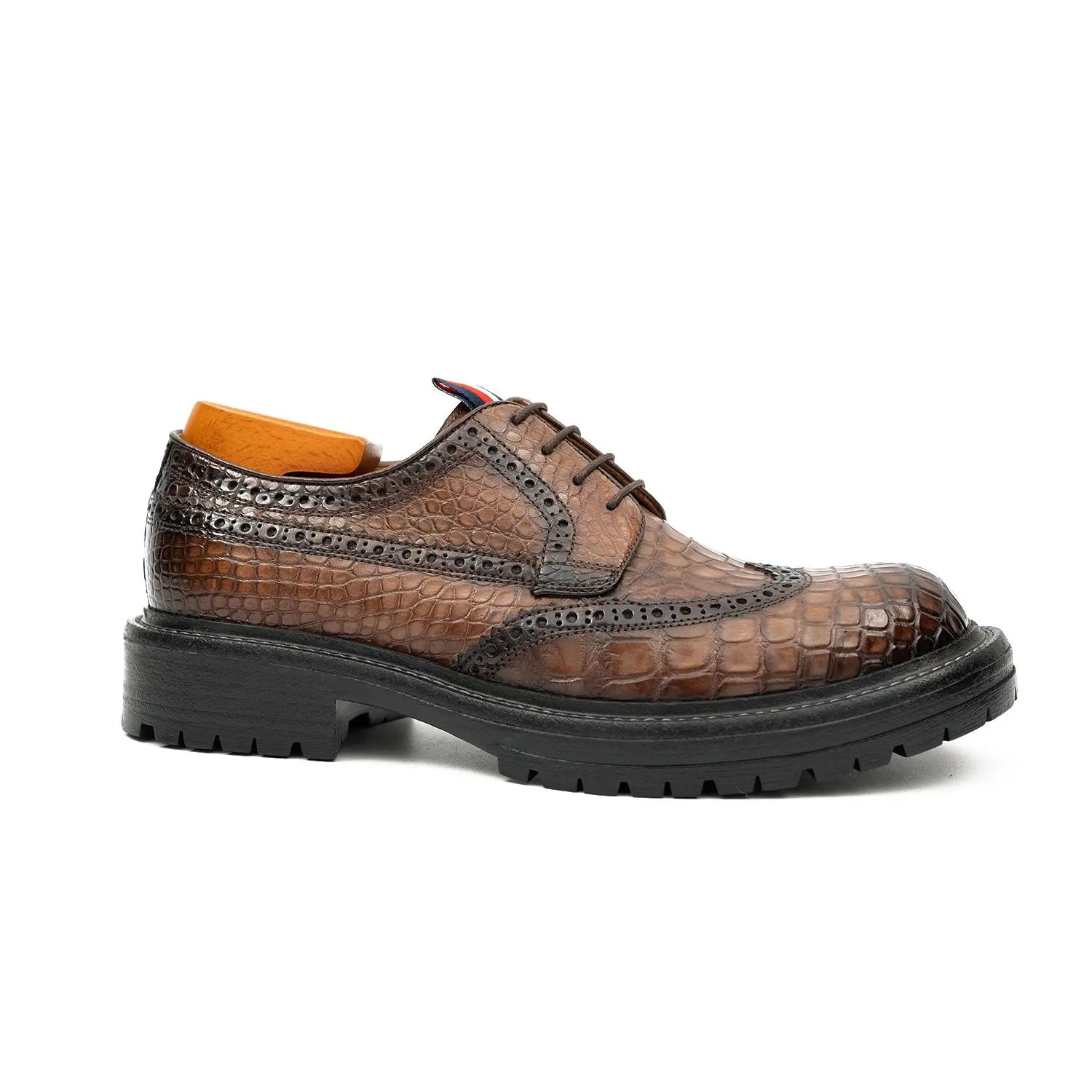 Genuine Crocodile Leather Men's Derby Brogues Coffee DIVINCH