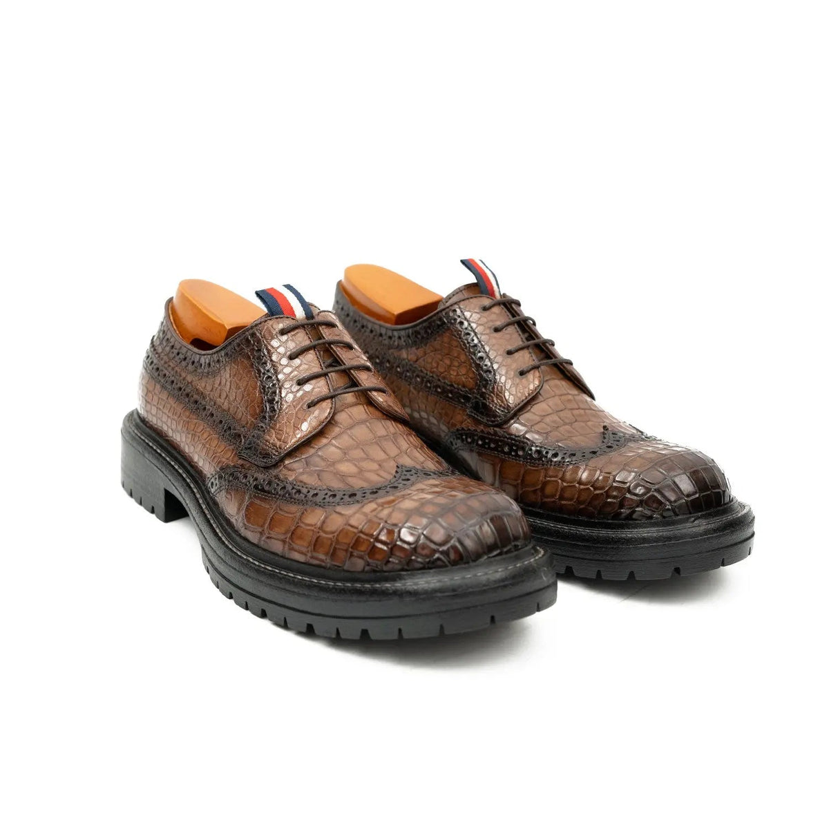 Genuine Crocodile Leather Men's Derby Brogues Coffee DIVINCH