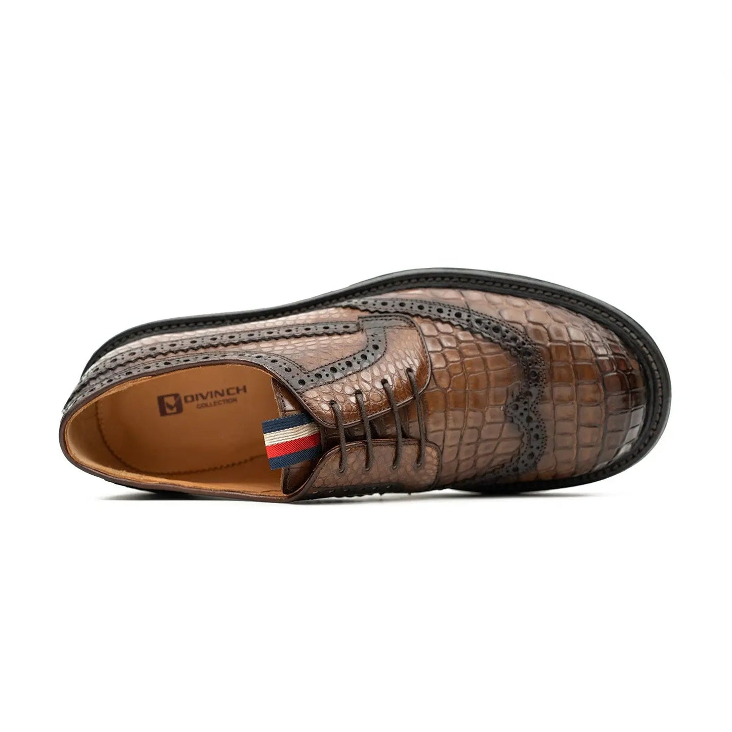 Genuine Crocodile Leather Men's Derby Brogues Coffee DIVINCH
