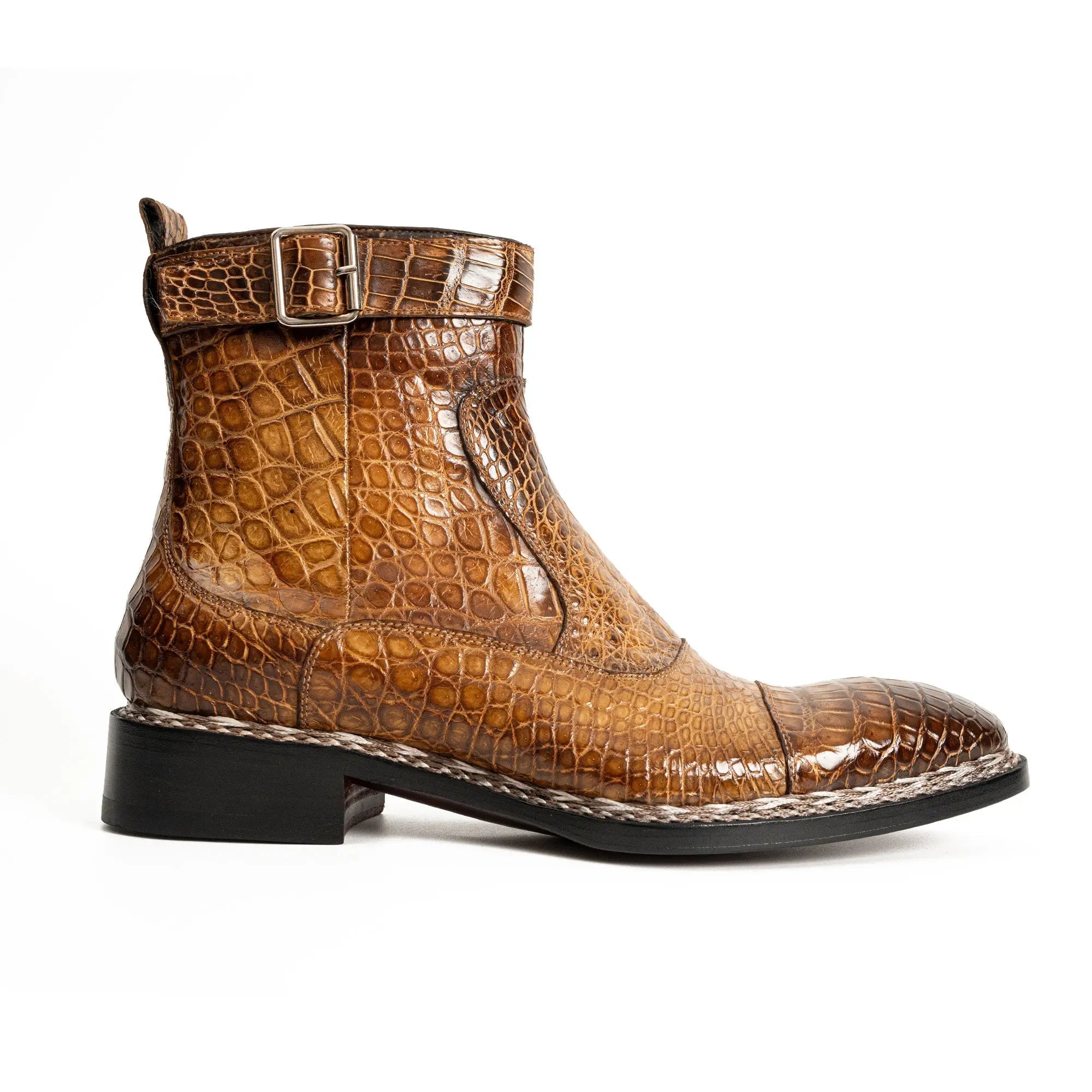 Glossy Brown Alligator Chelsea Boot DIVINCH