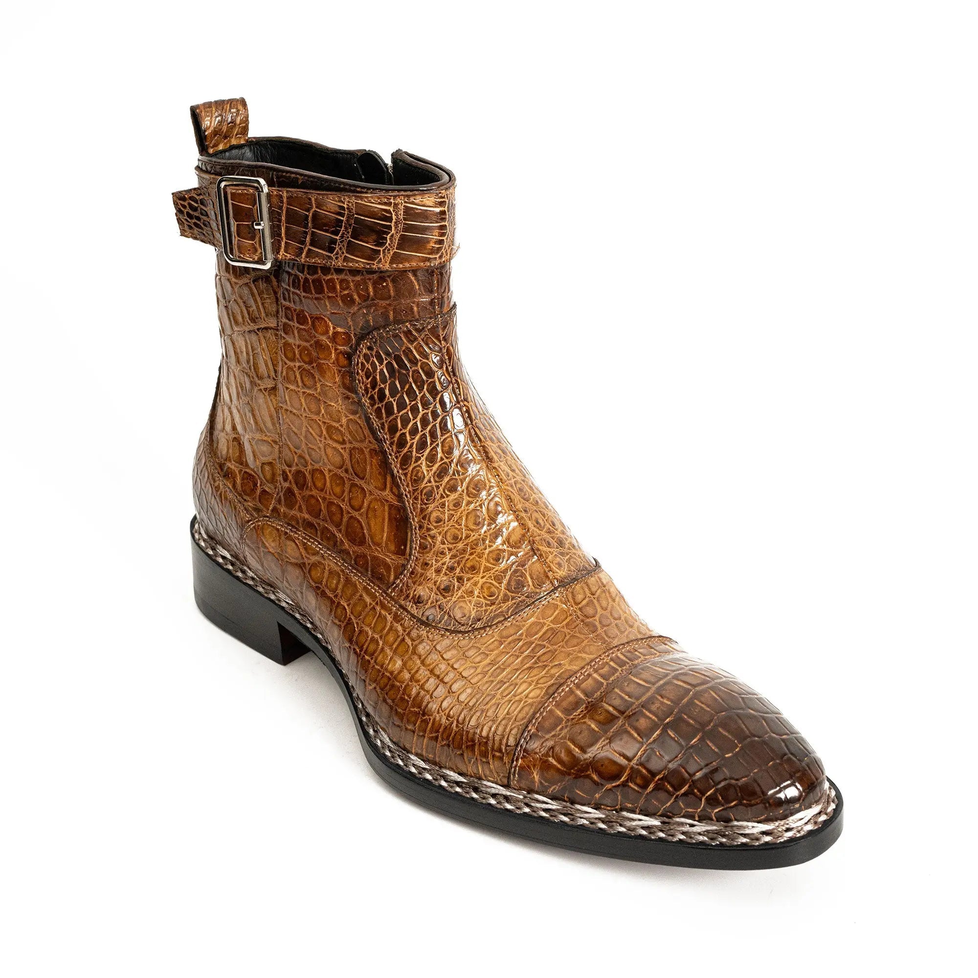 Glossy Brown Alligator Chelsea Boot DIVINCH