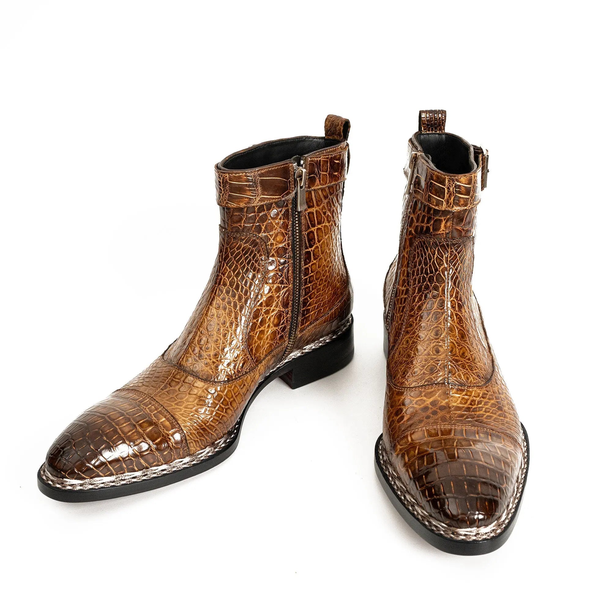 Glossy Brown Alligator Chelsea Boot DIVINCH