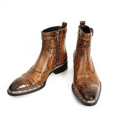 Glossy Brown Alligator Chelsea Boot DIVINCH