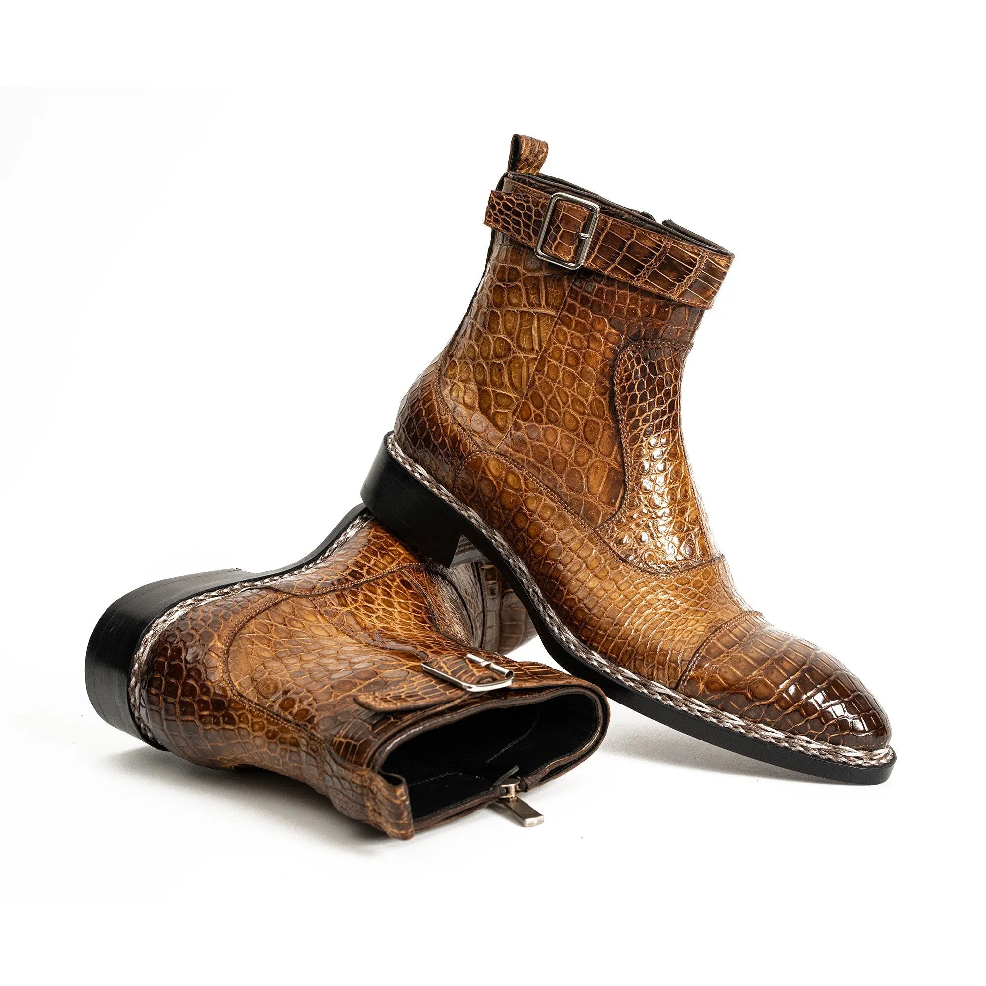 Glossy Brown Alligator Chelsea Boot DIVINCH