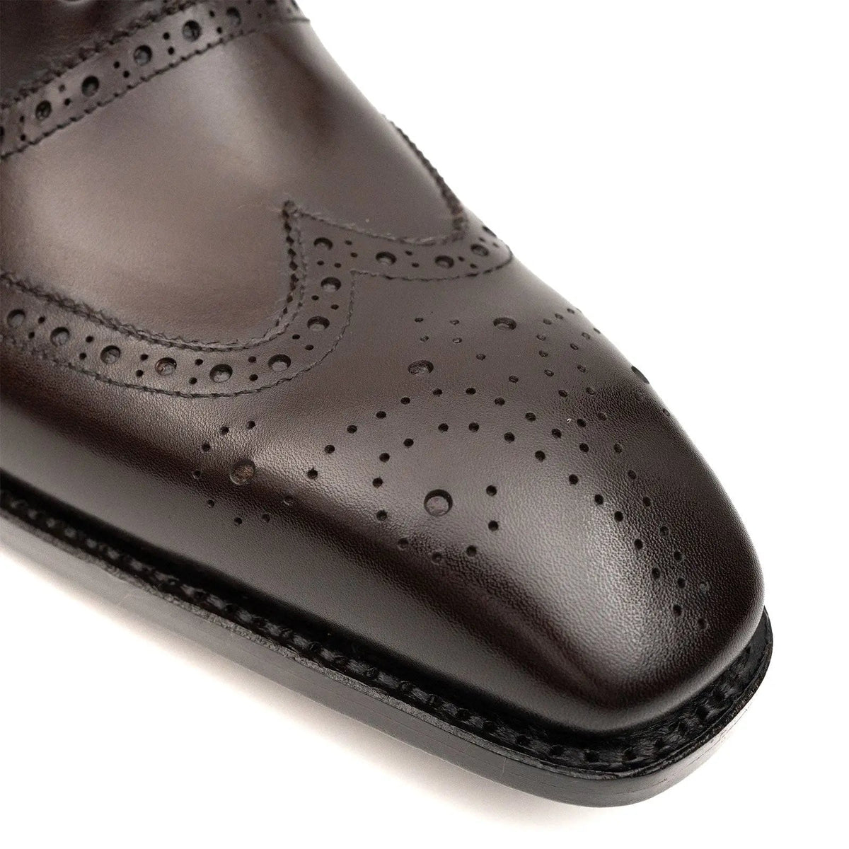 Dark Brown Square-Wingtip Ankle Boots with Side Zipper