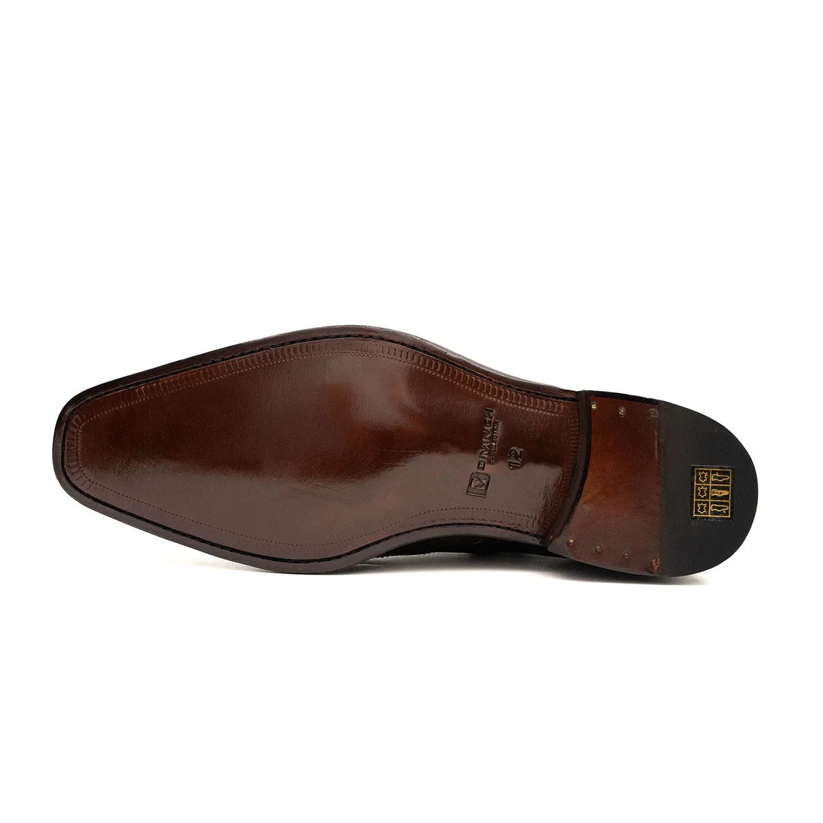 Dark Brown Square-Wingtip Ankle Boots with Side Zipper