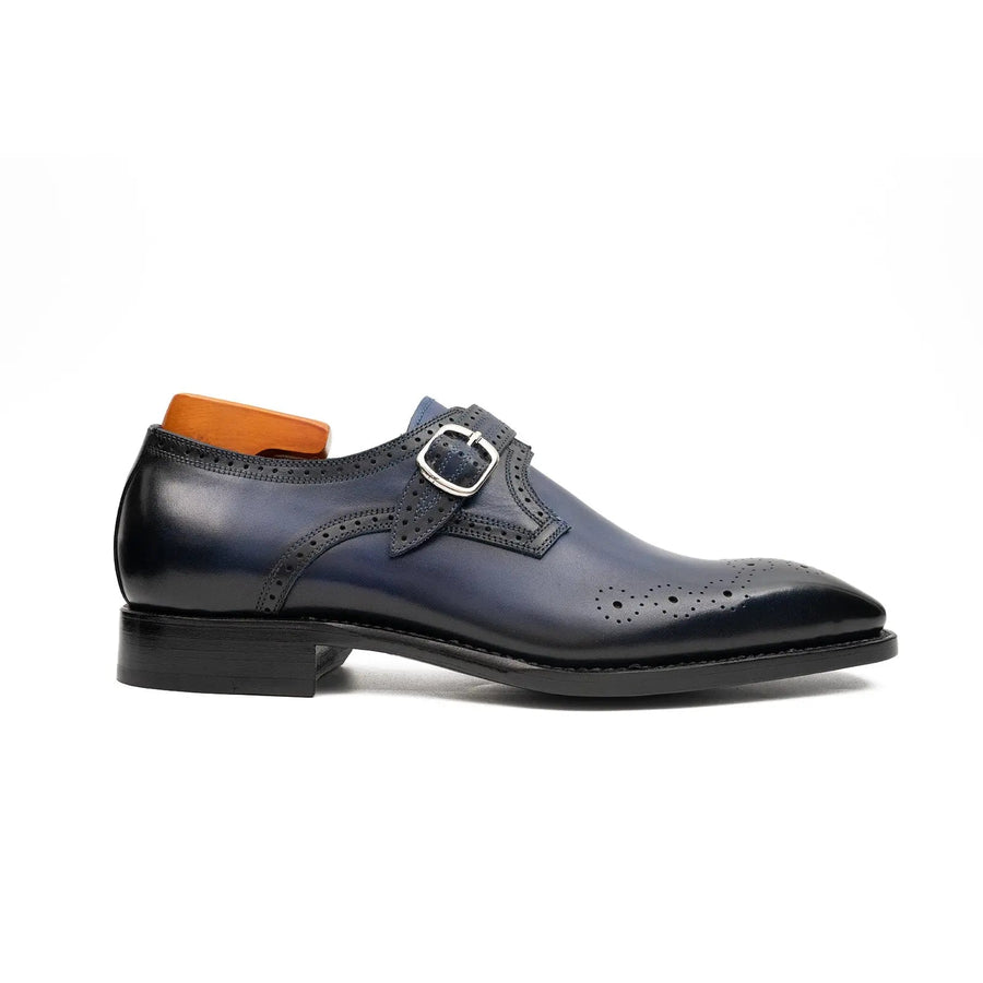 Goodyear Welted Monk Strap Shoes Blue DIVINCH