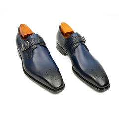 Goodyear Welted Monk Strap Shoes Blue DIVINCH