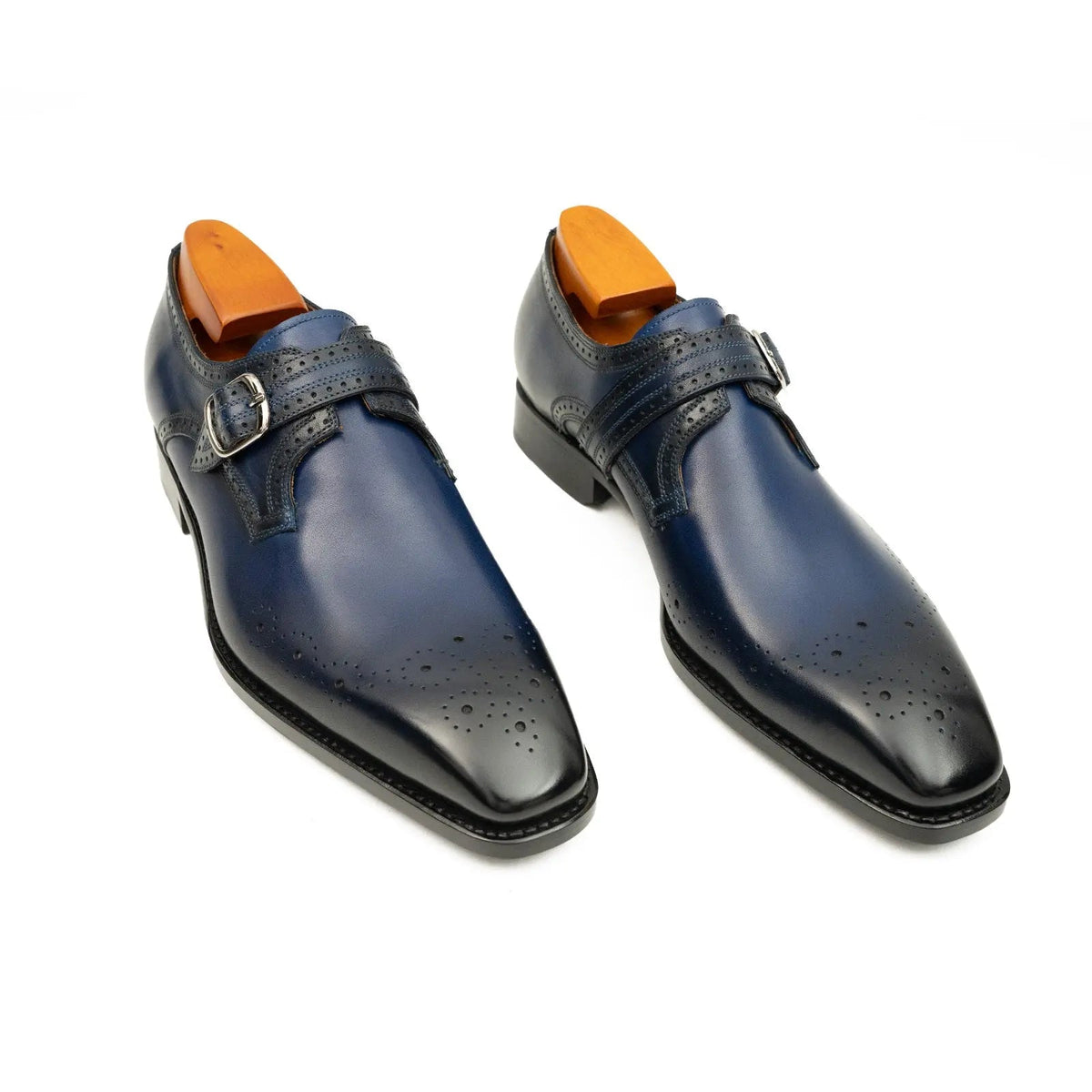 Goodyear Welted Monk Strap Shoes Blue DIVINCH