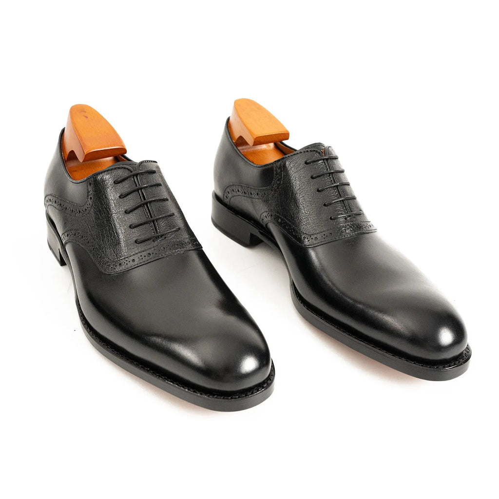 Goodyear Welted Oxford Shoes in Black Leather Divinch