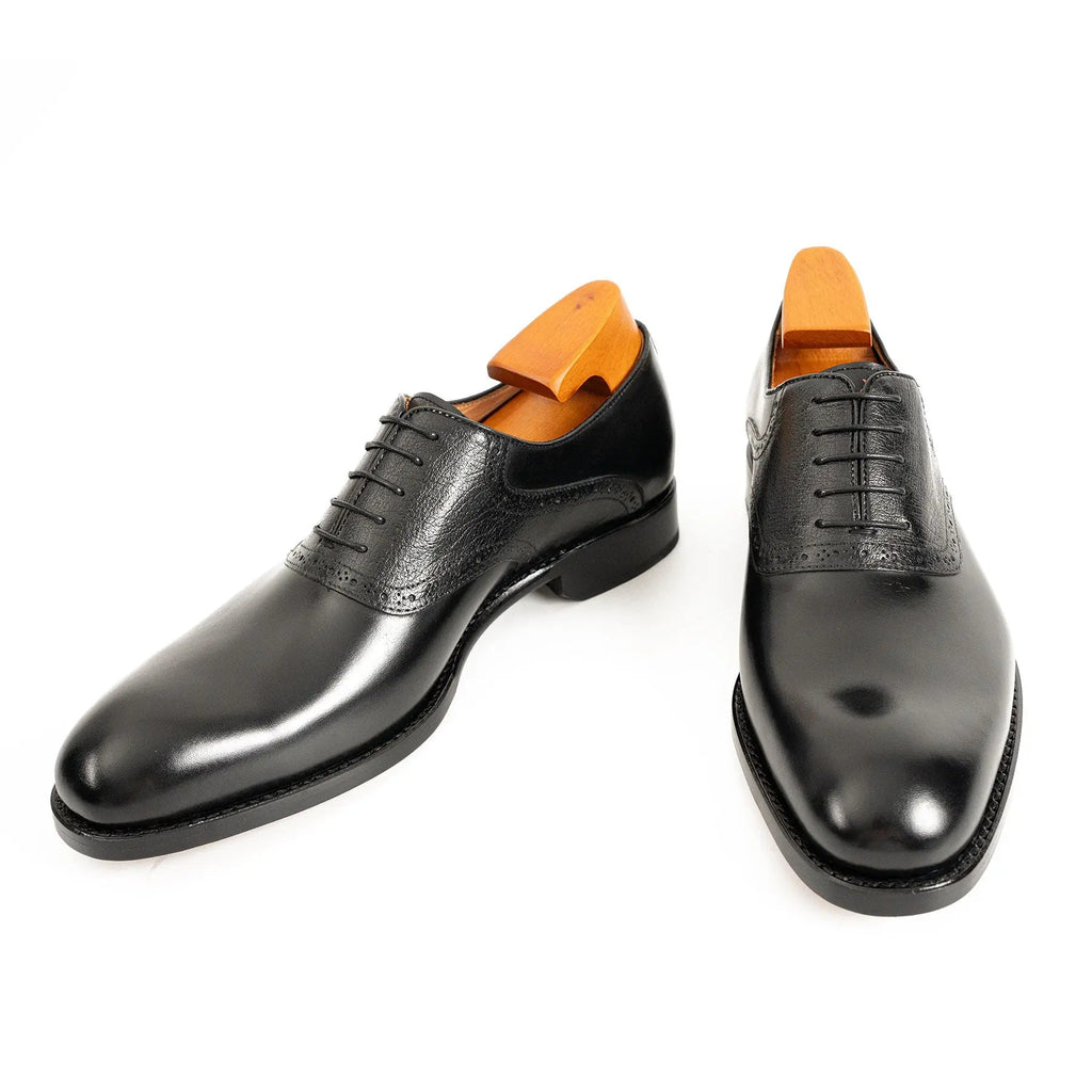 Goodyear Welted Oxford Shoes in Black Leather Divinch