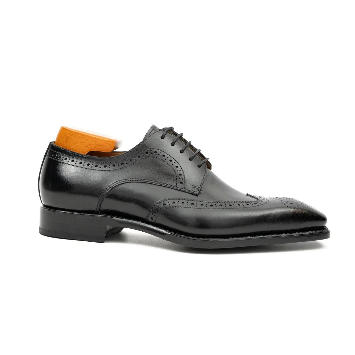 Goodyear welt derby shoes Brogue style Black Divinch