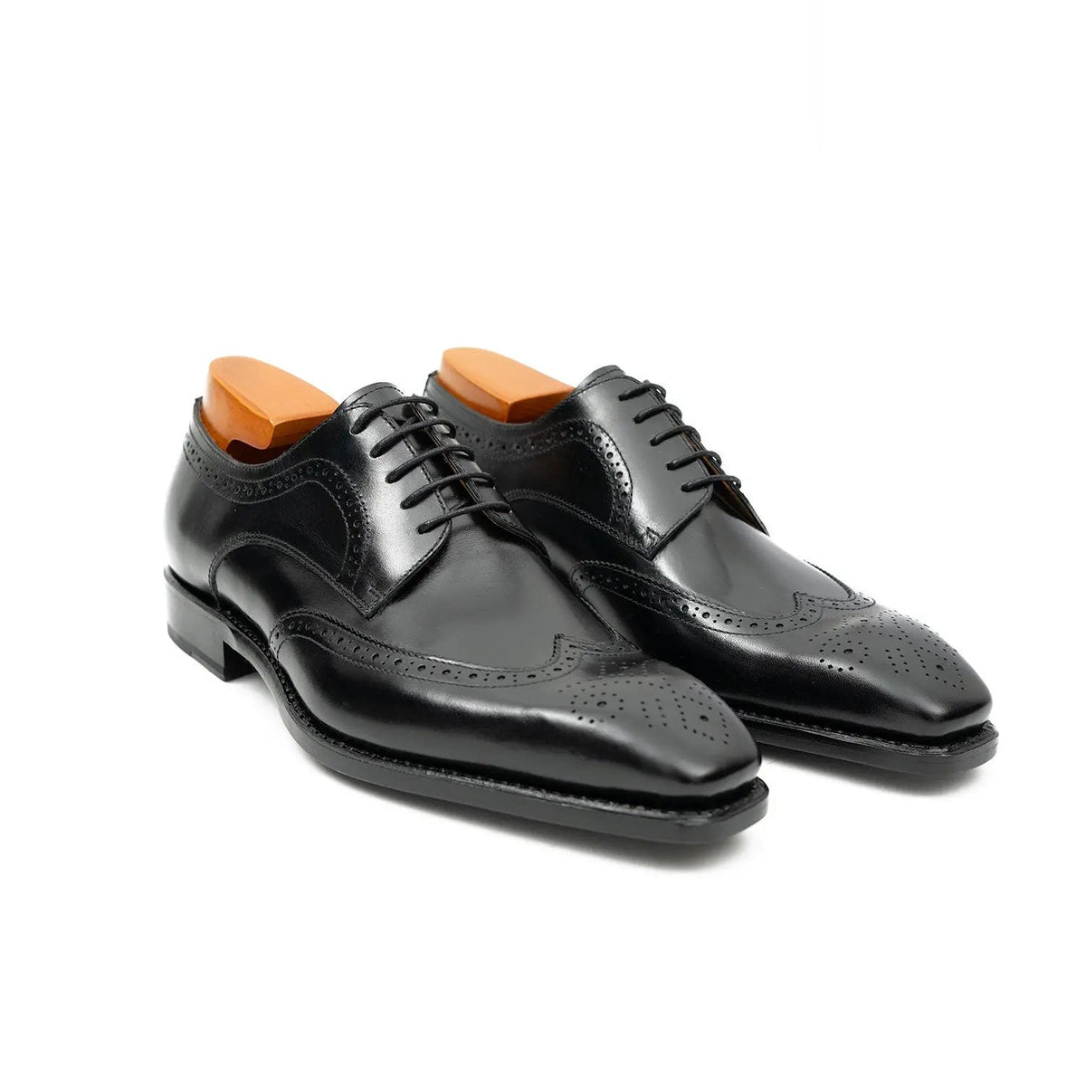 Goodyear welt derby shoes Brogue style Black Divinch