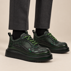 Green Patina Platform Leather Sneaker DIVINCH