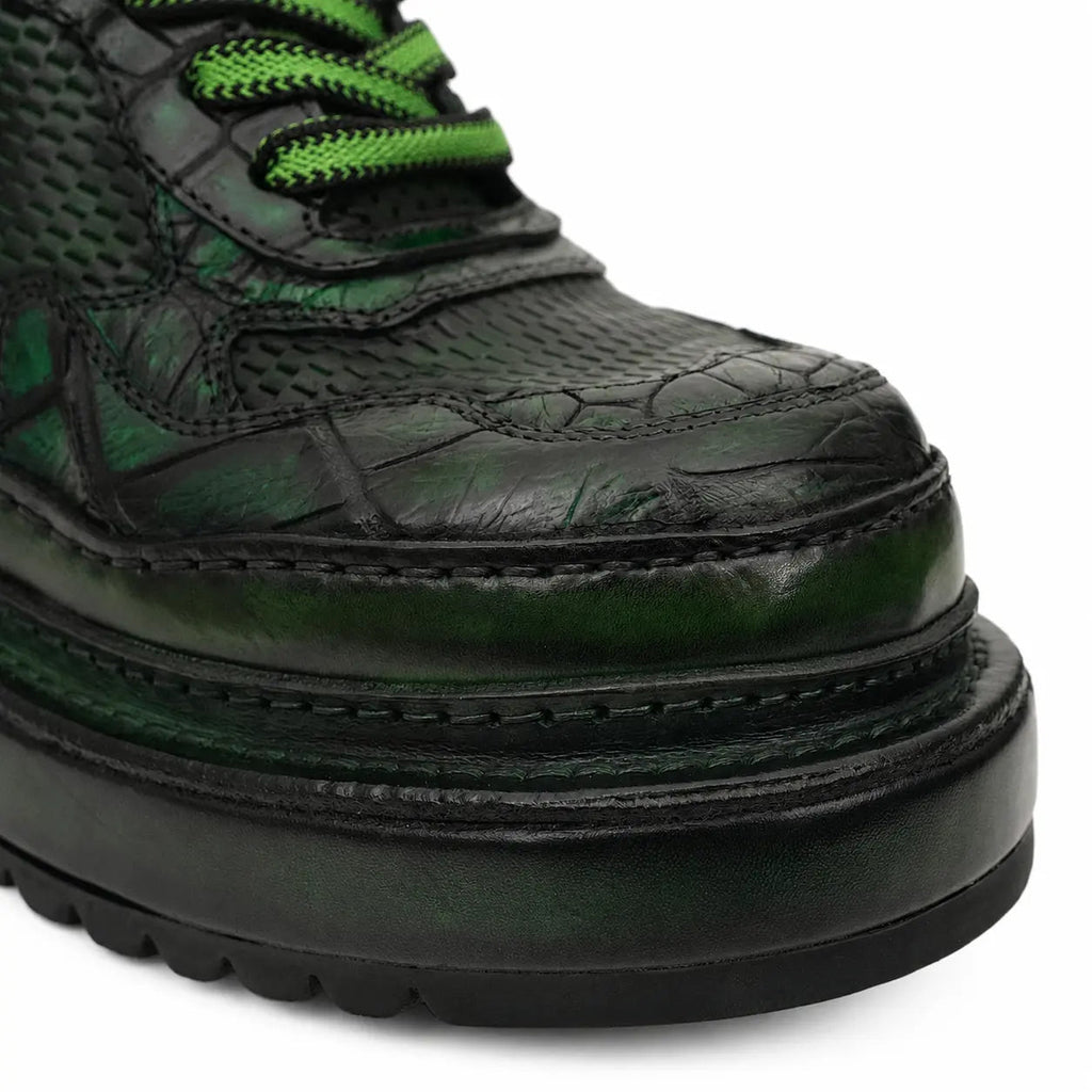 Green Patina Platform Leather Sneaker DIVINCH