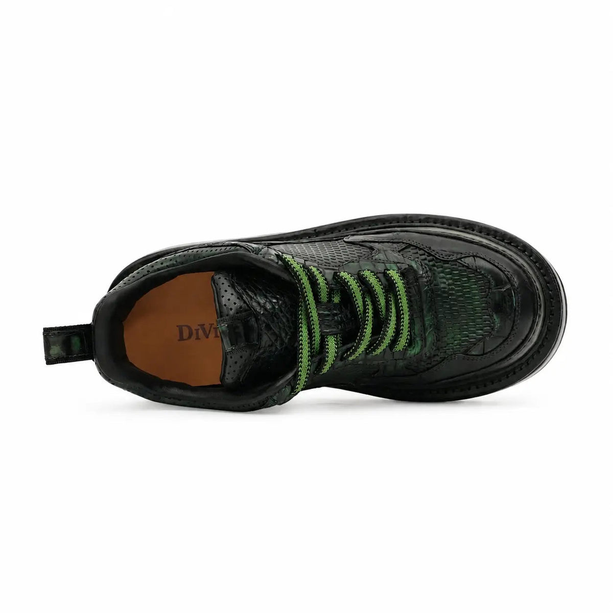 Green Patina Platform Leather Sneaker DIVINCH