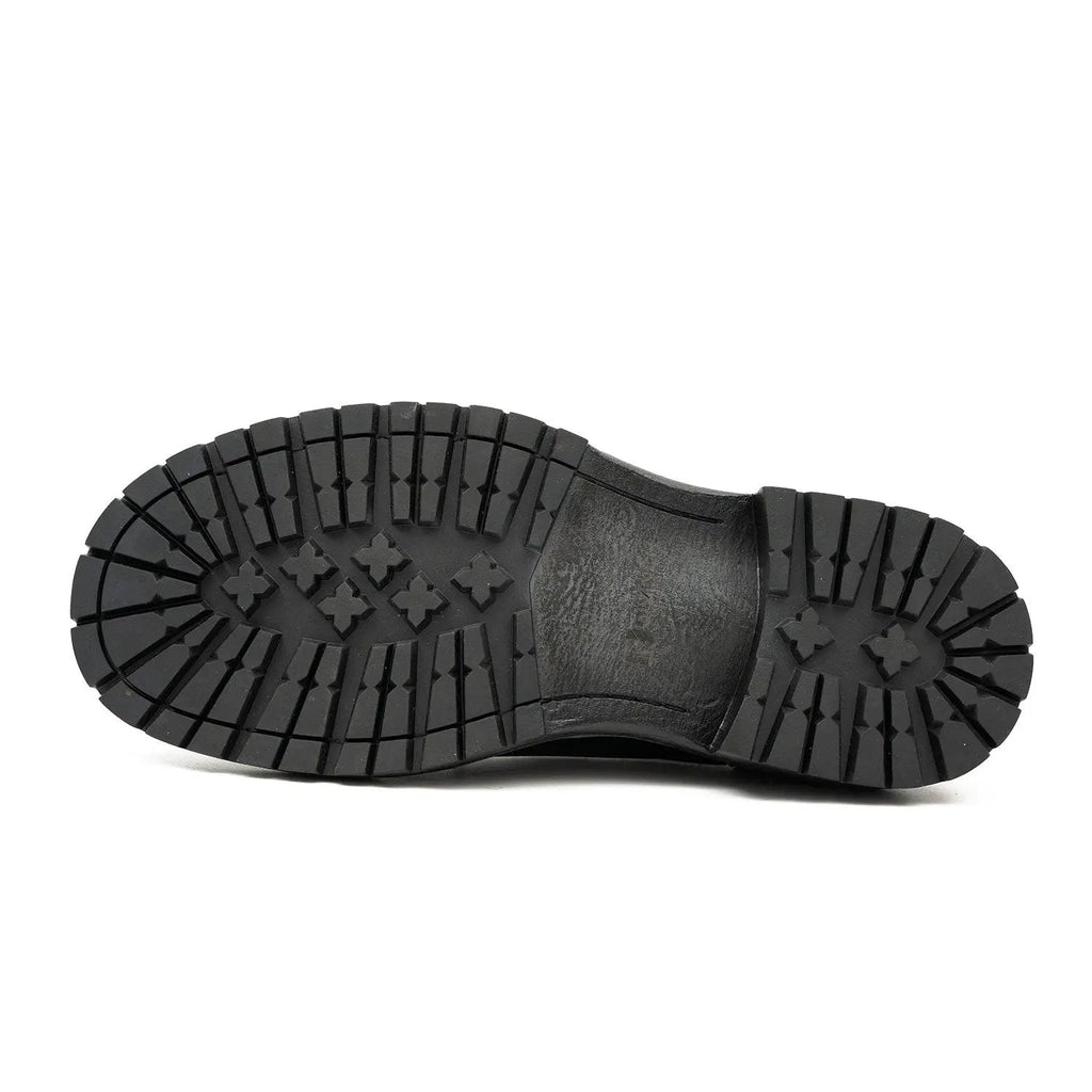 Handcrafted Big Toe Derby Shoes with Thick Sole  Black DIVINCH