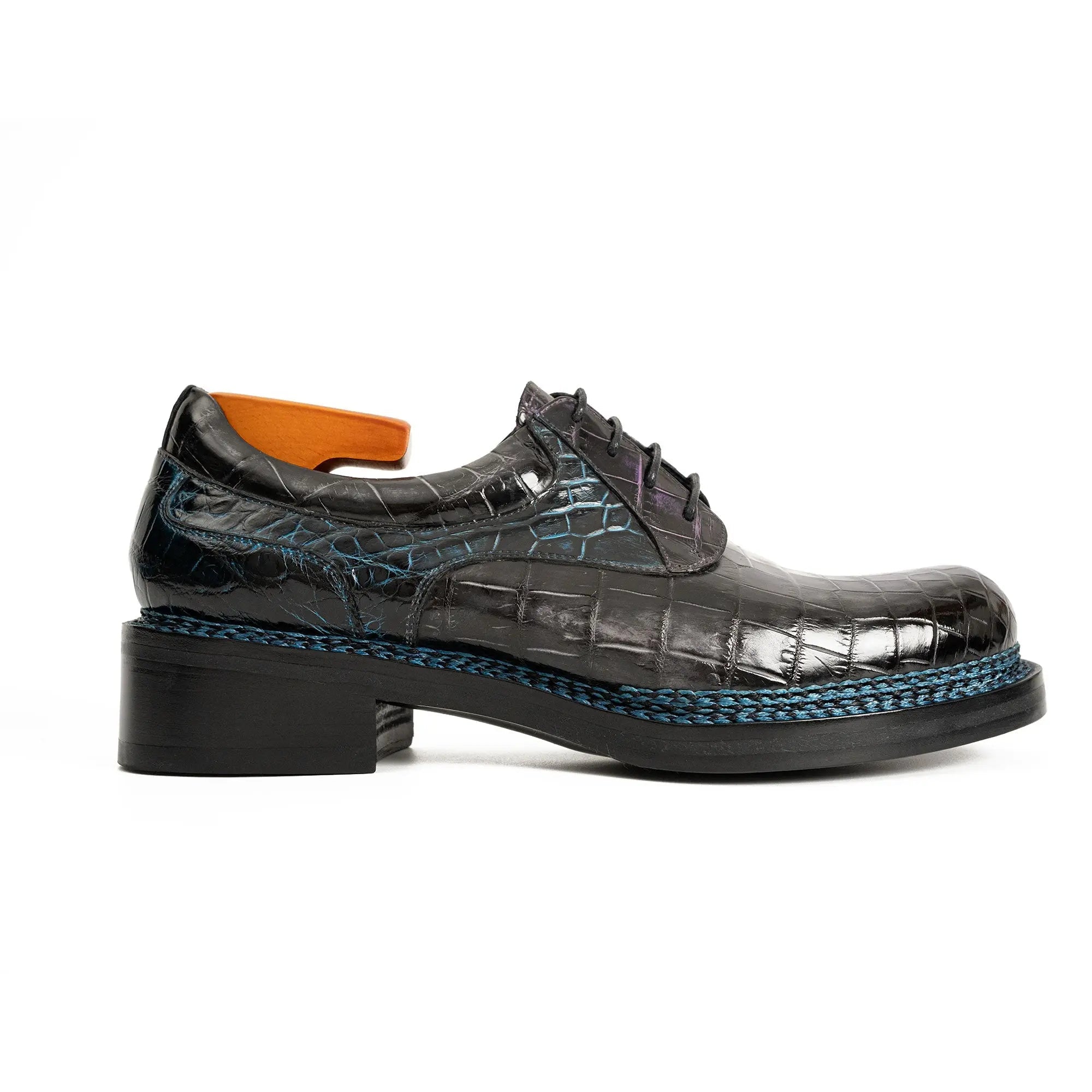 Handcrafted Nile Crocodile Derby Shoes ?¡ìC Norwegian Stitch DIVINCH