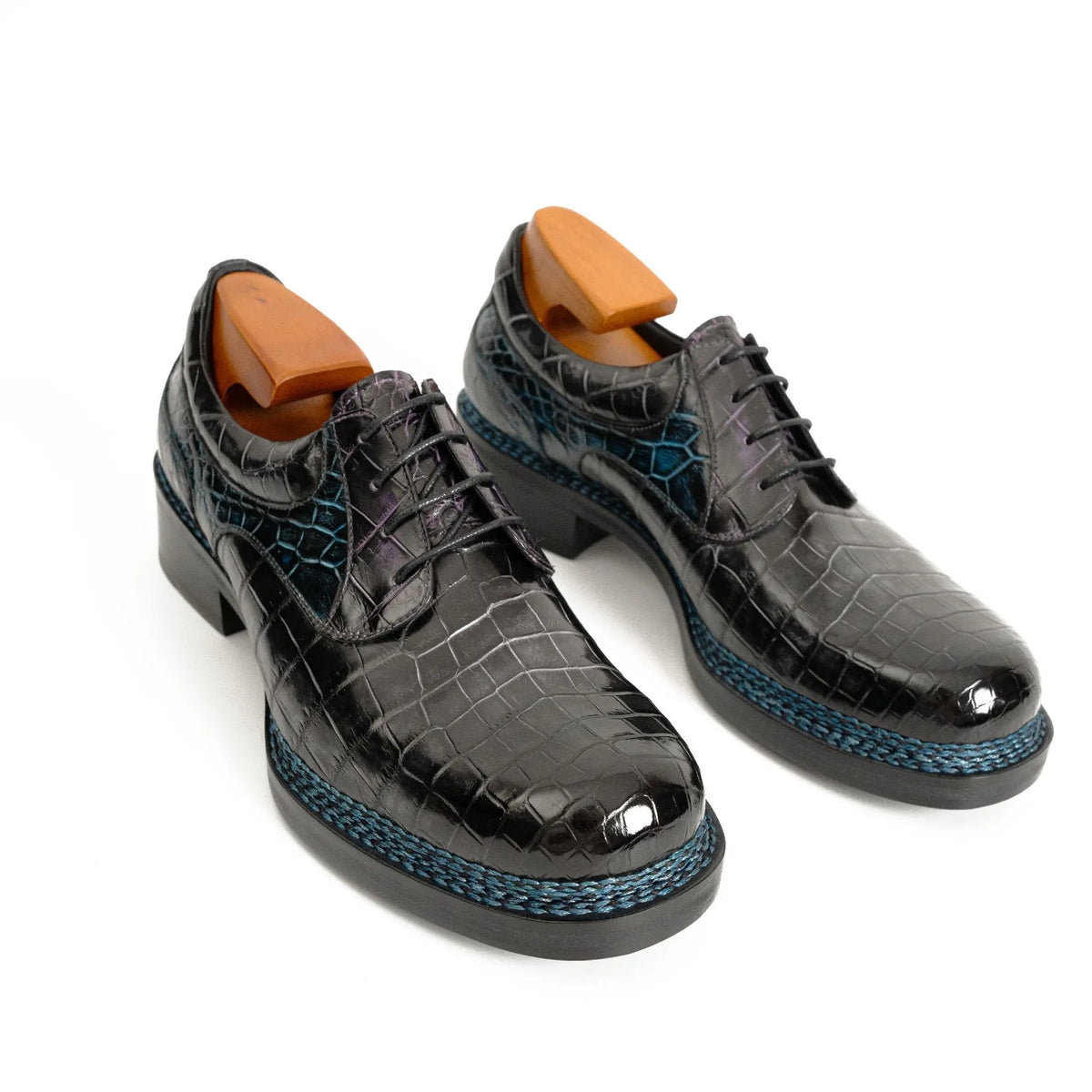 Handcrafted Nile Crocodile Derby Shoes ?¡ìC Norwegian Stitch DIVINCH