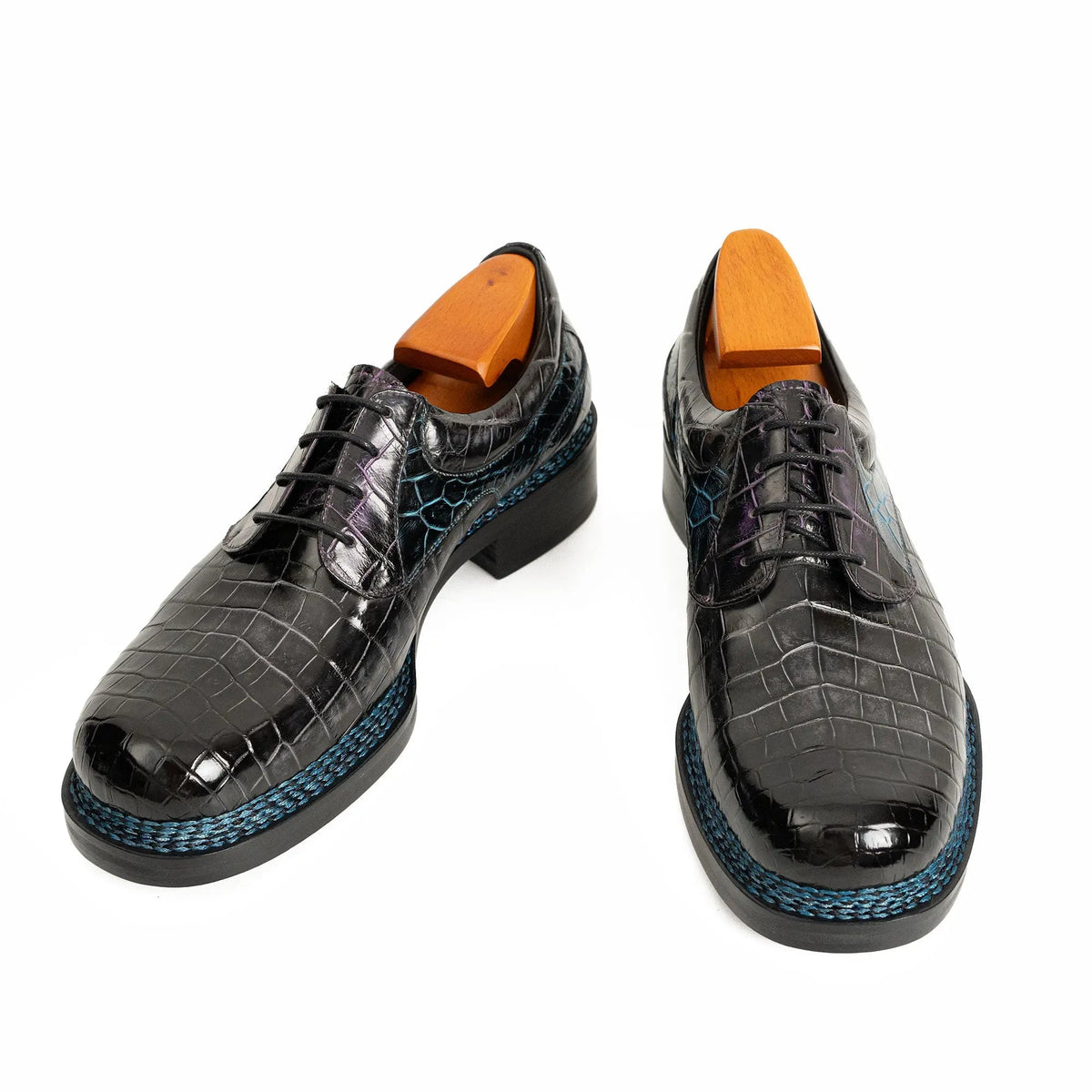 Handcrafted Nile Crocodile Derby Shoes ?¡ìC Norwegian Stitch DIVINCH