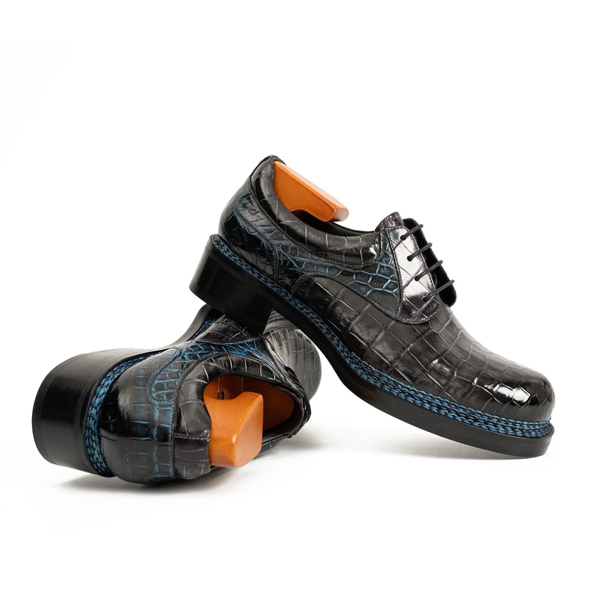 Handcrafted Nile Crocodile Derby Shoes ?¡ìC Norwegian Stitch DIVINCH