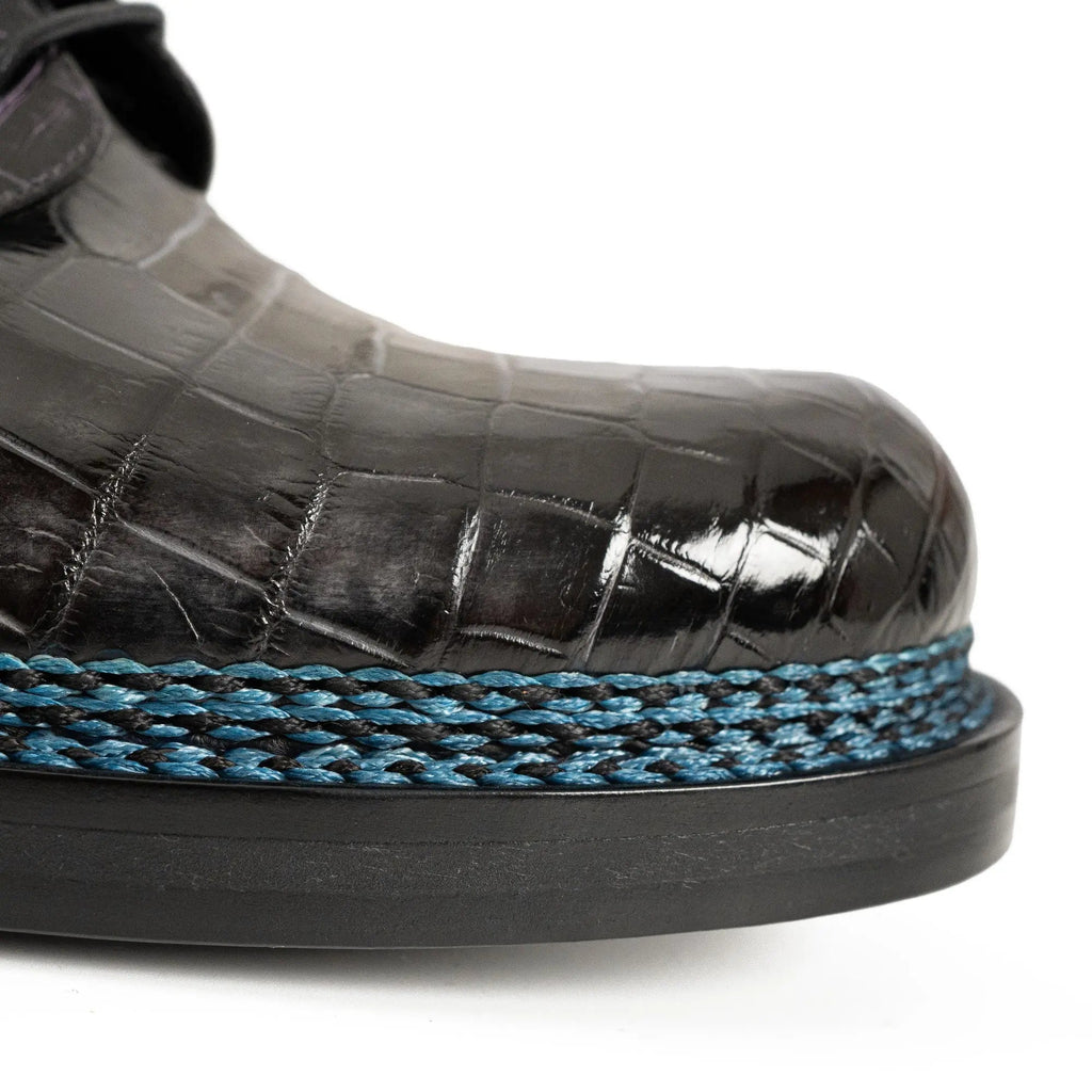 Handcrafted Nile Crocodile Derby Shoes ?¡ìC Norwegian Stitch DIVINCH