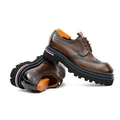 Handcrafted Square Toe Brogue Shoes with Thick Sole Coffee DIVINCH