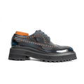 Handmade Chunky - sole Brogue Shoes Black Divinch