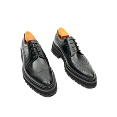 Handmade Chunky - sole Brogue Shoes Black Divinch