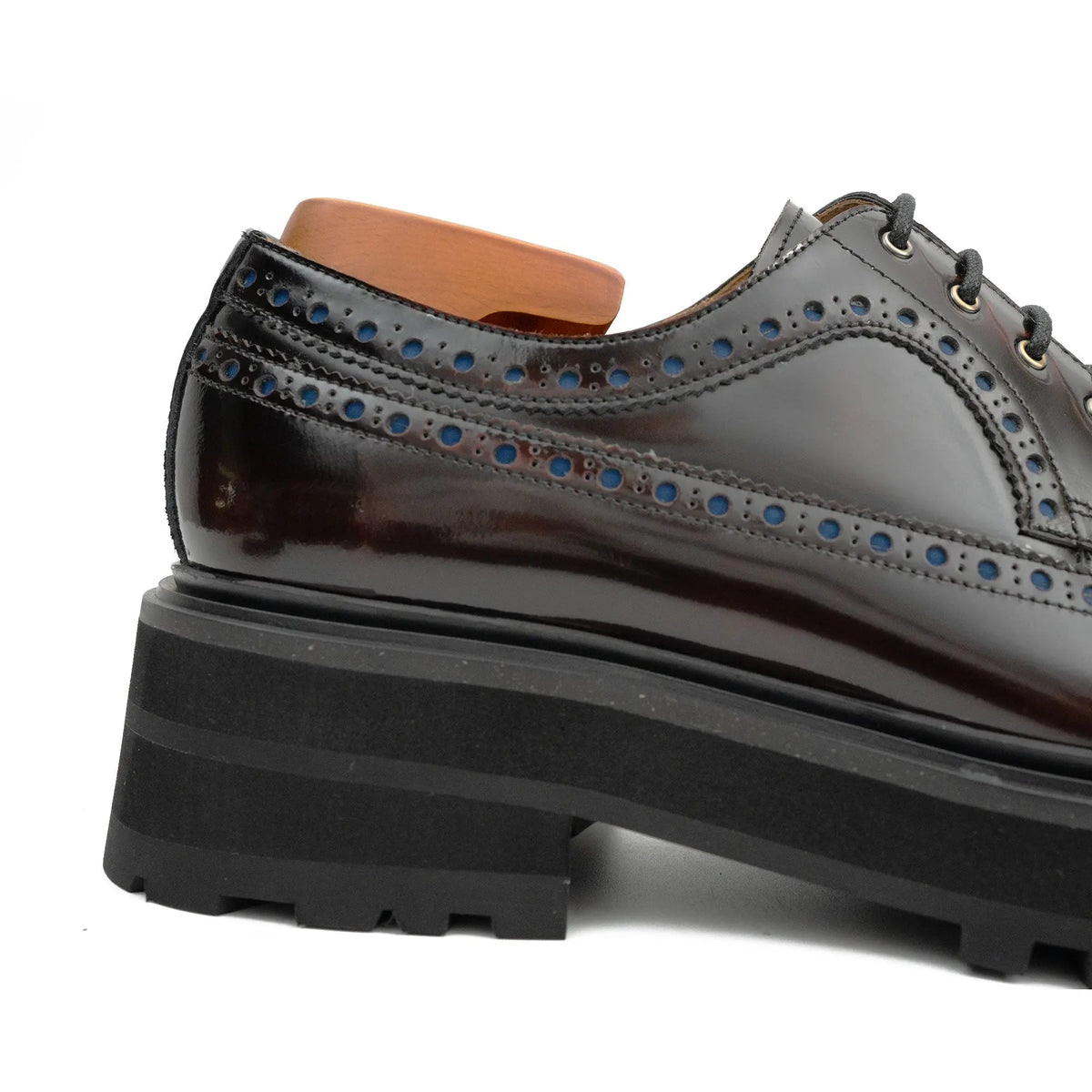 Handmade Chunky - sole Brogue Shoes Wine Red Divinch