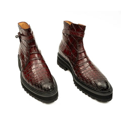 Handmade Nile Croc Chelsea Boots with Buckle DIVINCH