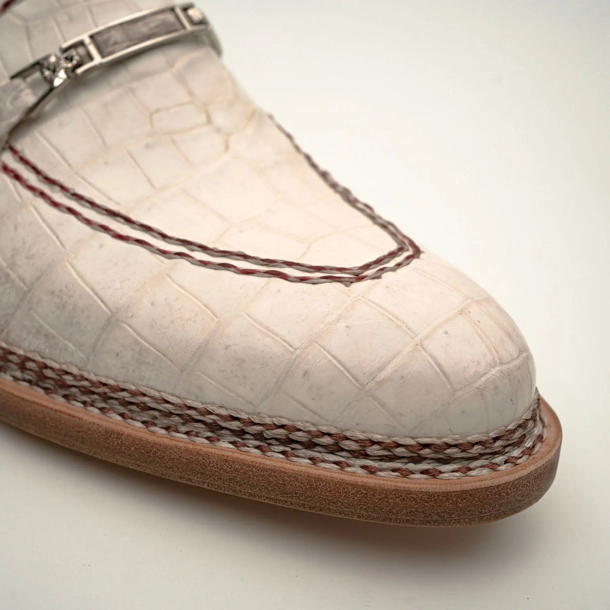 Ivory Crocodile-Textured Loafer DIVINCH