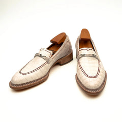 Ivory Crocodile-Textured Loafer DIVINCH