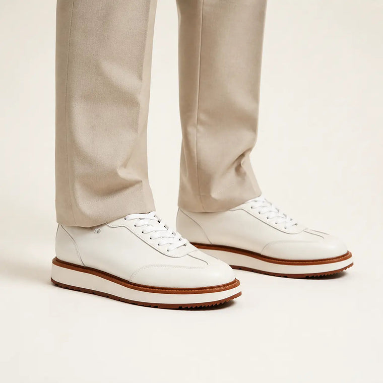 Ivory White Platform Apron-Toe Low-top Lace-up Shoe