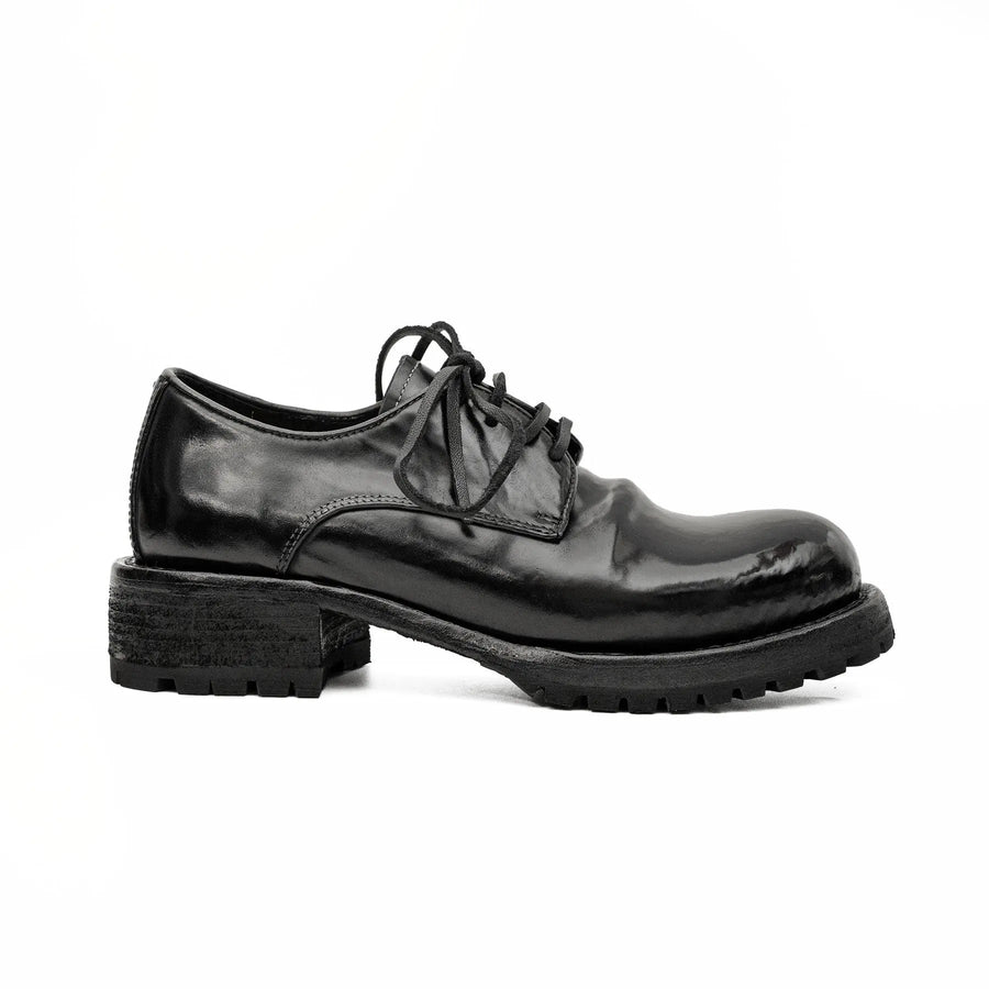 Jet Black Washed Horse Leather Derby DIVINCH