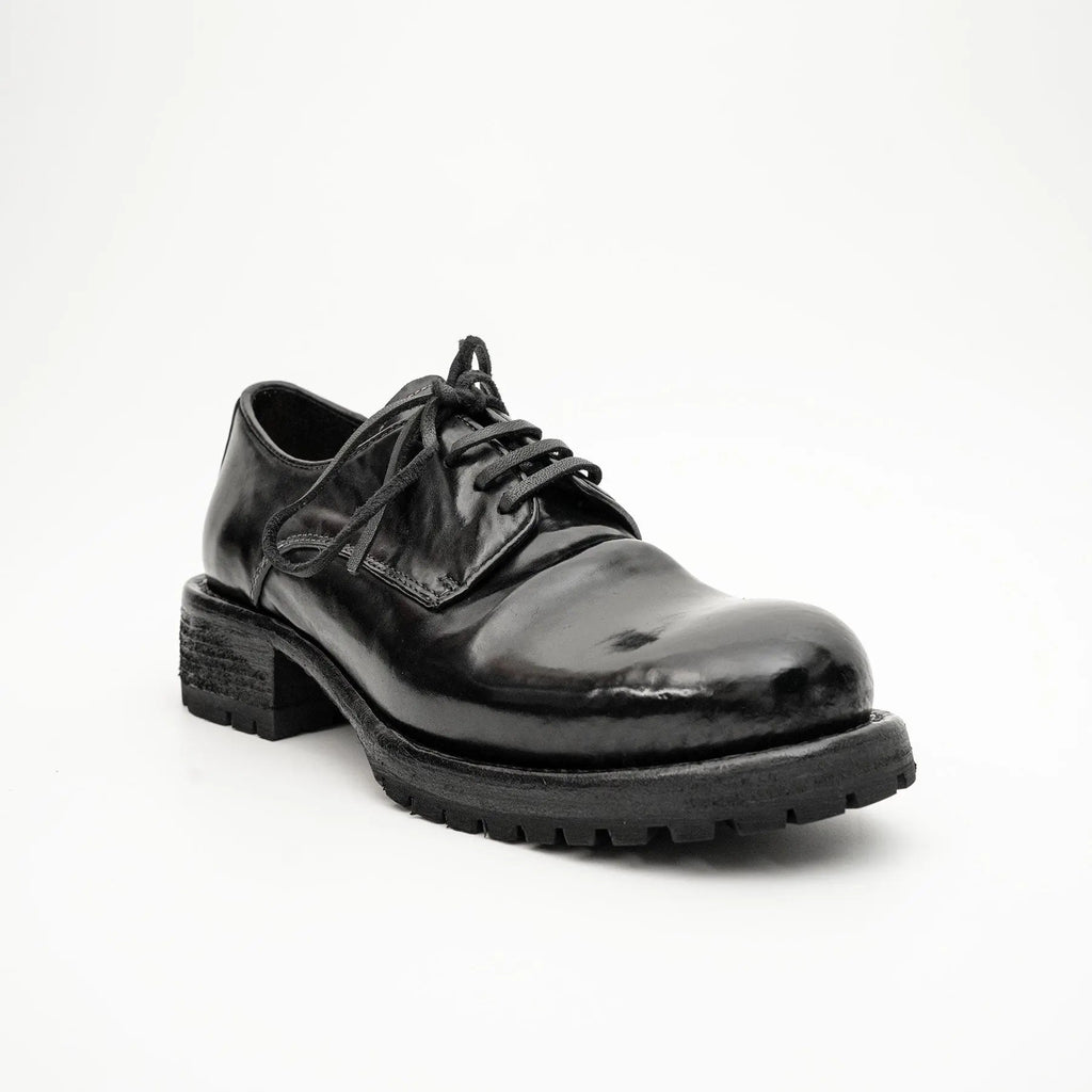 Jet Black Washed Horse Leather Derby DIVINCH