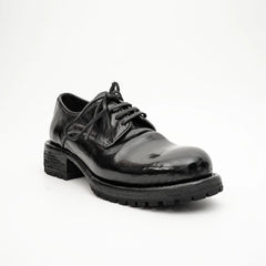 Jet Black Washed Horse Leather Derby DIVINCH