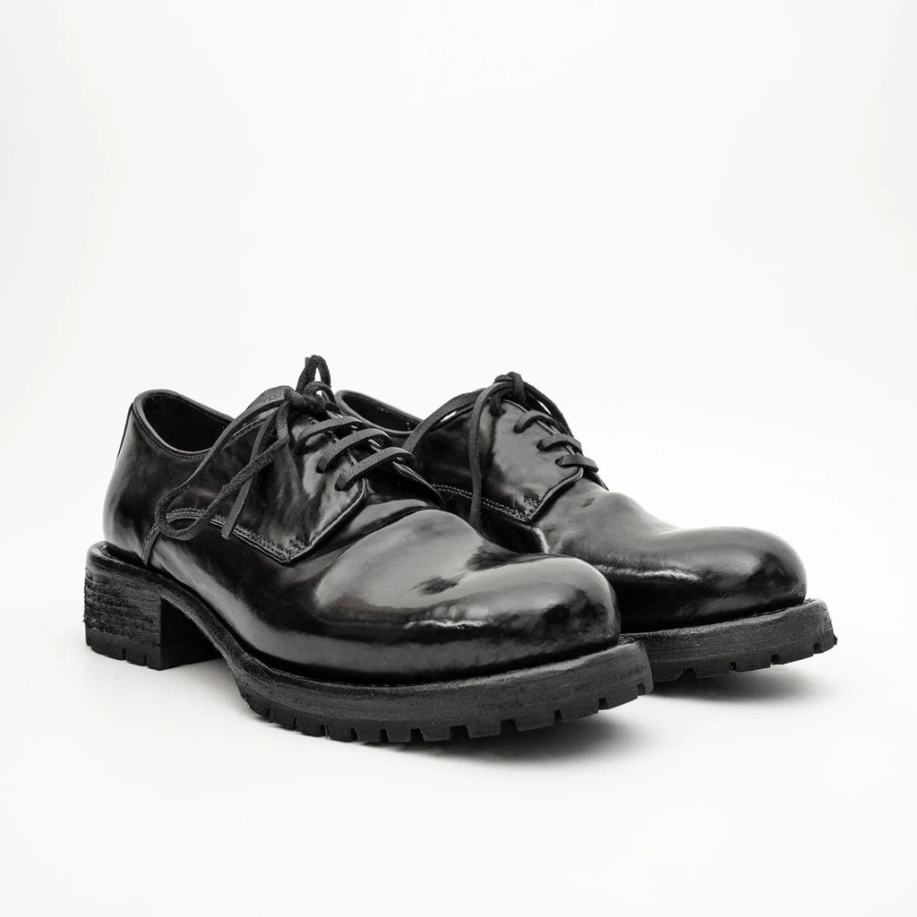 Jet Black Washed Horse Leather Derby DIVINCH