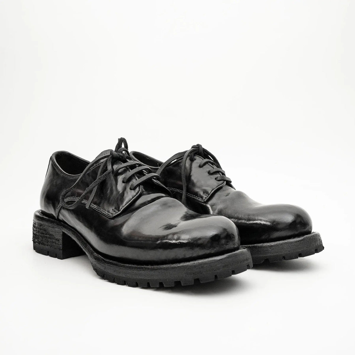 Jet Black Washed Horse Leather Derby DIVINCH