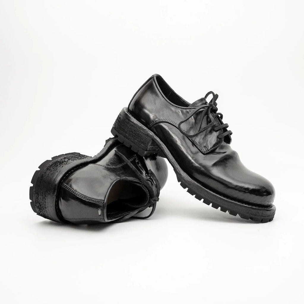 Jet Black Washed Horse Leather Derby DIVINCH