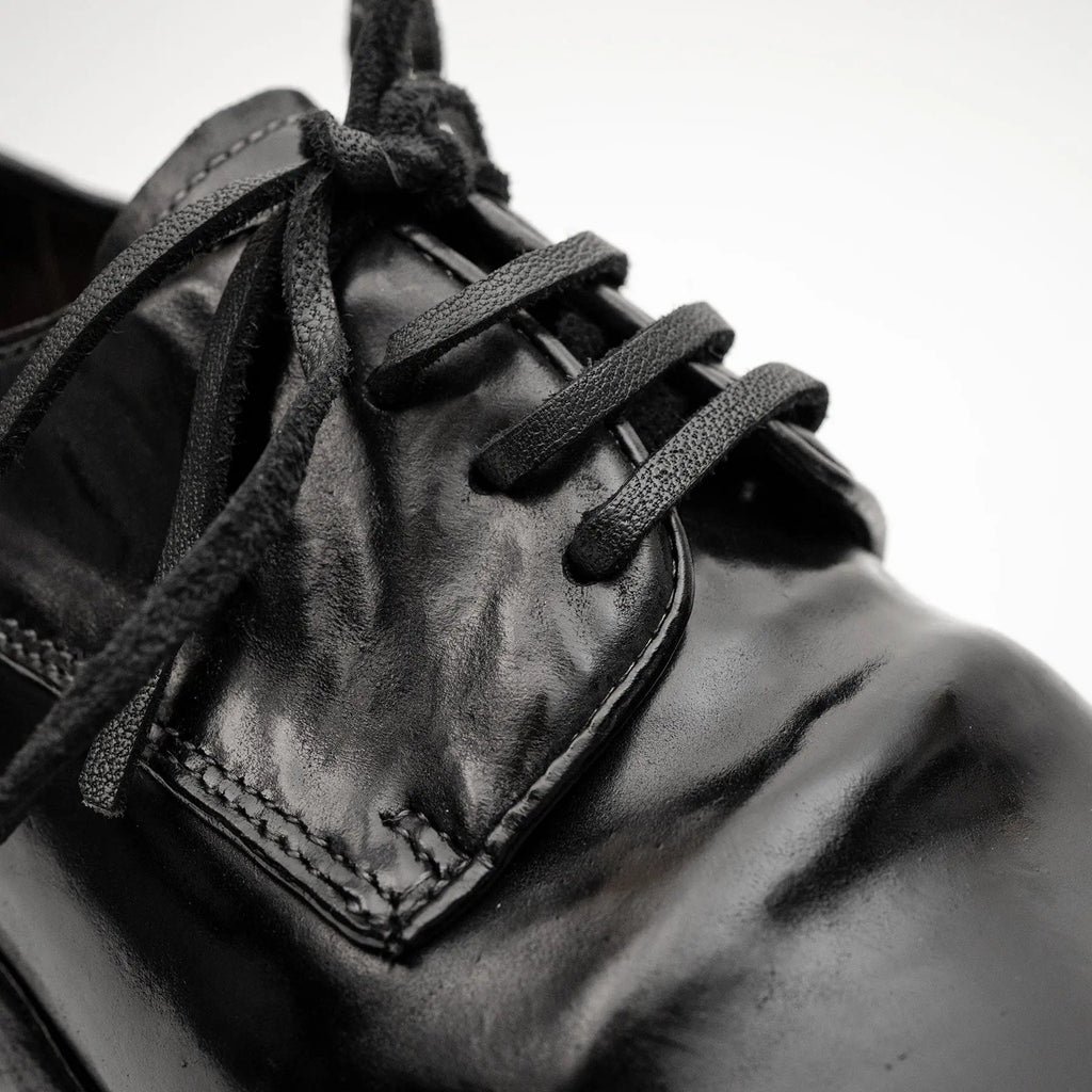 Jet Black Washed Horse Leather Derby DIVINCH