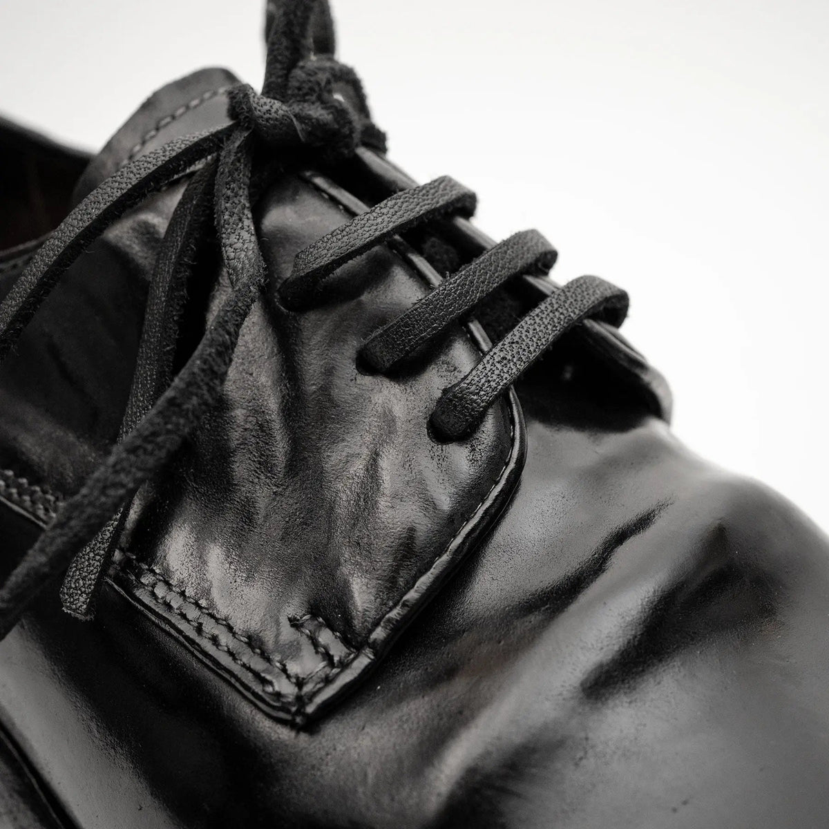 Jet Black Washed Horse Leather Derby DIVINCH