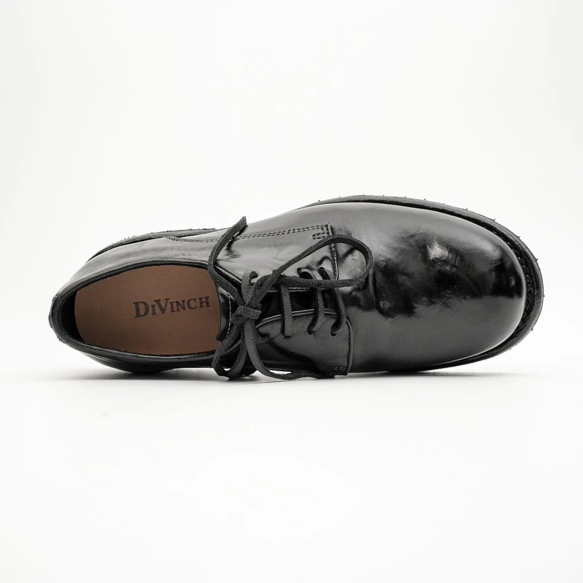 Jet Black Washed Horse Leather Derby DIVINCH