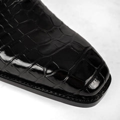 Men's Black Crocodile Single Monk Shoes DIVINCH