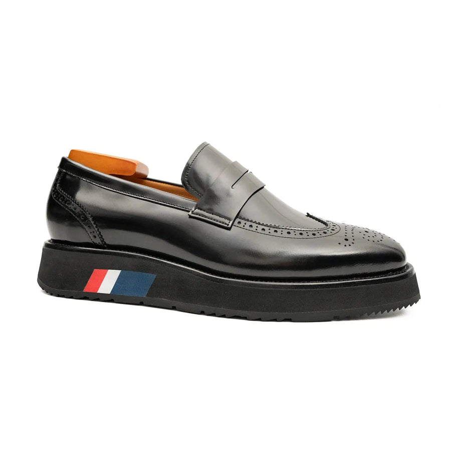 Men's Black Leather Loafers Divinch